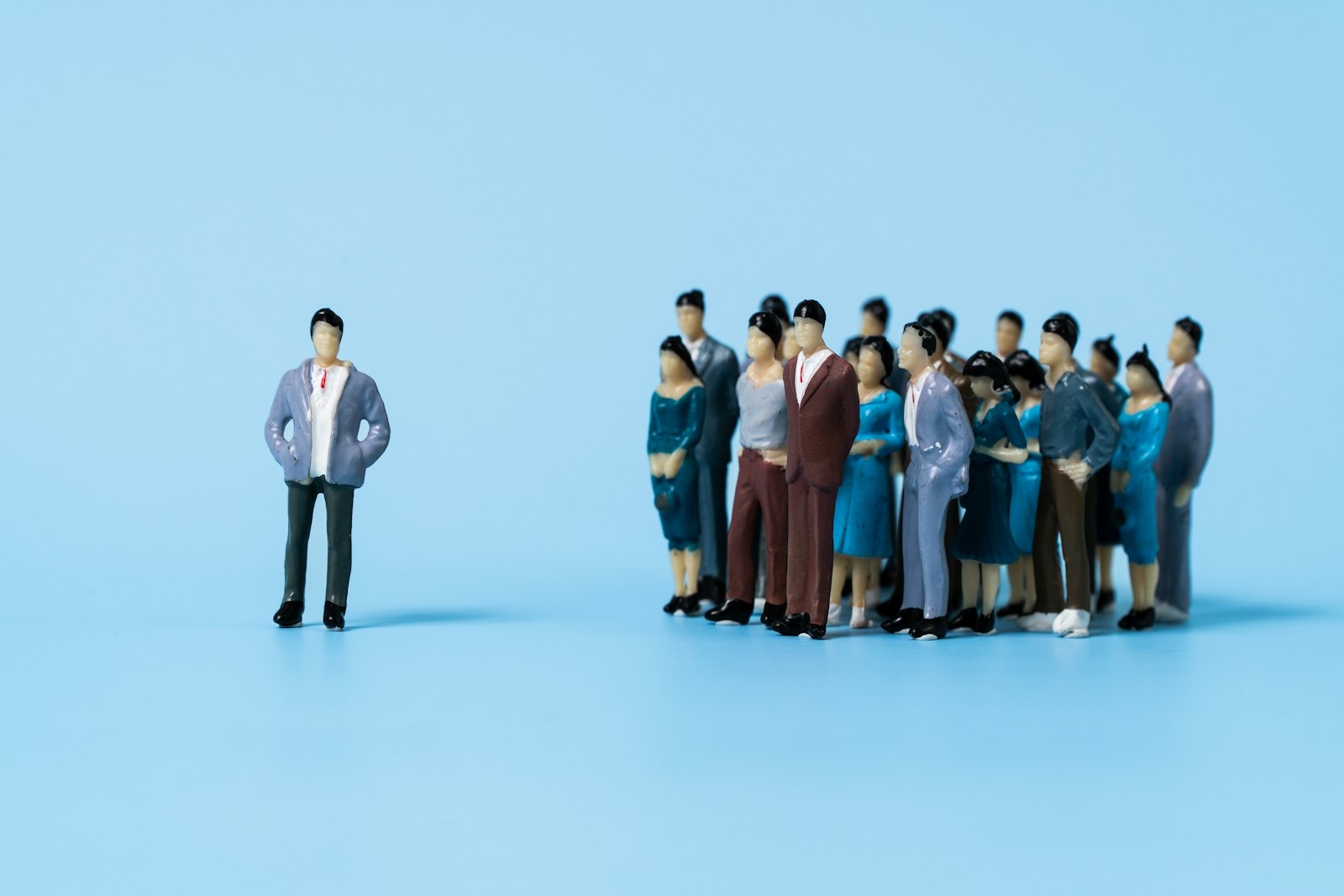 a group of people standing in a line